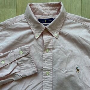 Ralph Lauren Oxford Shirt Mens L Pink Classic Fit Button Down Long Sleeve Pony